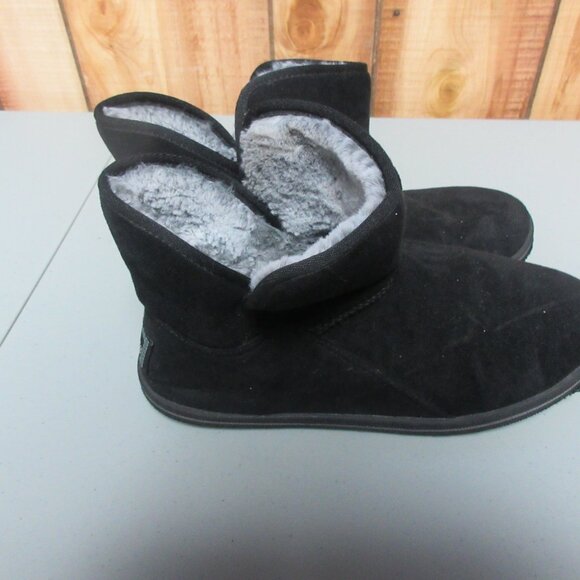 Skechers Womens Slipper Boots Memory Foam Faux Fur Ankle Black Gray inside Sz 8 - Picture 2 of 5